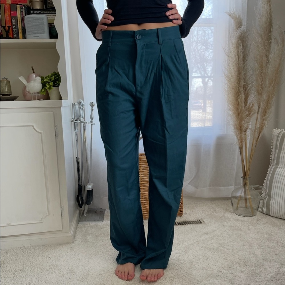 Urban Outfitters Teal High-Waisted Trousers